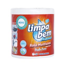 Limpabem Rolo Multiusos Folha Dupla 1=15 (Cx6)