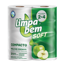 Limpabem Rolo De Cozinha 20Mt Soft Maçã 2 Und (Saco 12 Und)