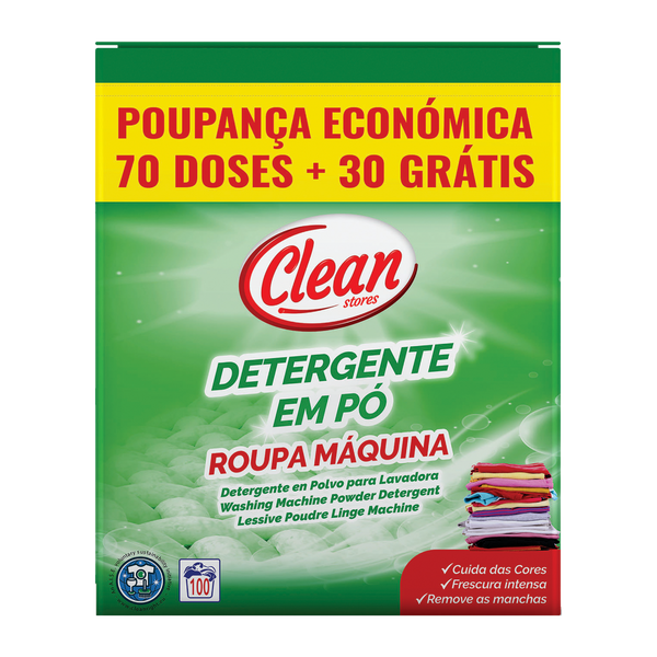 Detergente para máquinas Clean Stores Ropa Polvo 70D + 30D Gratis