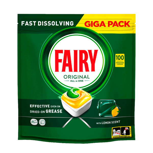 Fairy Pastilha Loiça Maquina Tudo Em 1 Limão 100Und (Cx3)