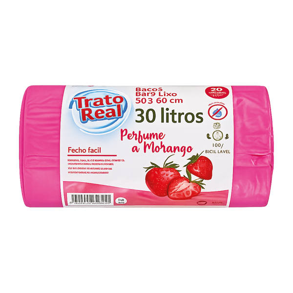 Trato Real Saco Lixo Perf. Morango 30Lt 20Und (Cx24)