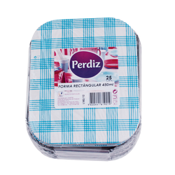 Perdiz Forma Aluminio Rectang 450Ml/25 Und