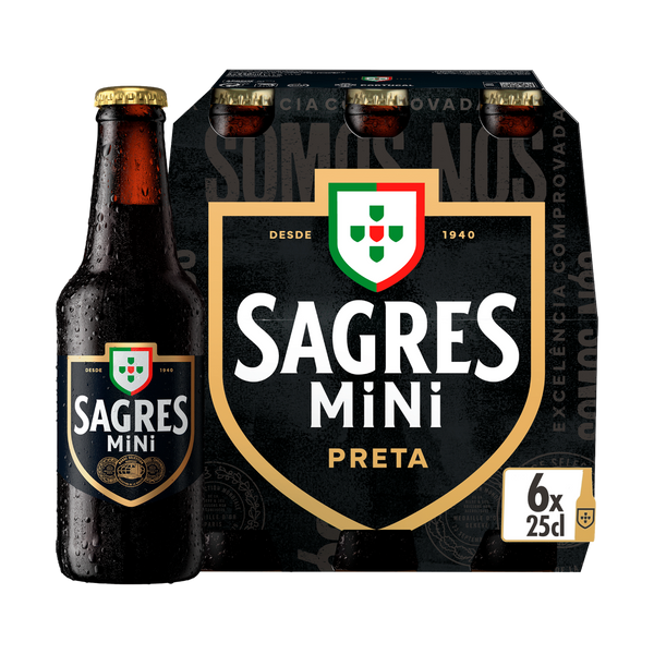 Cerveja Sagres Preta 25Cl Sixpack (Cx24)