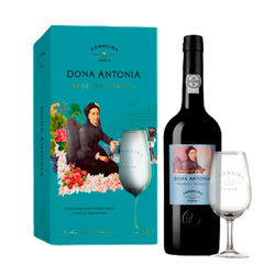 Vinho Porto Dª Antonia Reserva Branco 20º 75Cl + Cálice