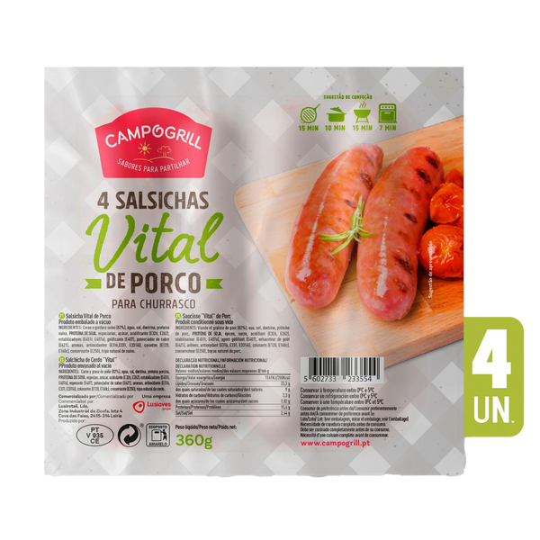 Salsicha Churrasco Vital De Porco 4X90Gr