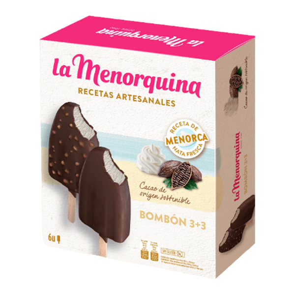 La Menorquina 3 Bombom Nata 80Ml + 3 Amendoa 80Ml P6 (Cx6)