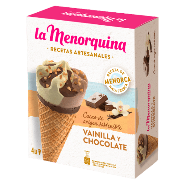 La Menorquina Cone Baunilha/Chocolate 120Ml Pack4 (Cx6)