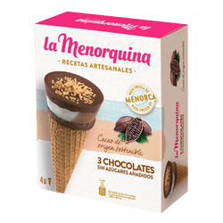 La Menorquina Cone 3 Chocolates S/Açúcar 120Ml Pack4 (Cx8)