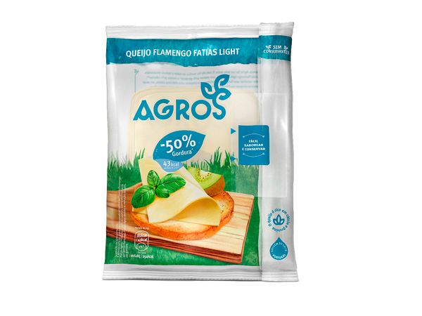 Queijo Agros -50% Gordura Fatiado 200Grs Und (Cx20)