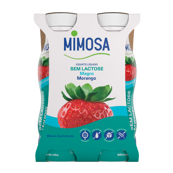Iogurte Liquido Mimosa S/ Lactose Morango 4X151Ml (Cx6Pack)