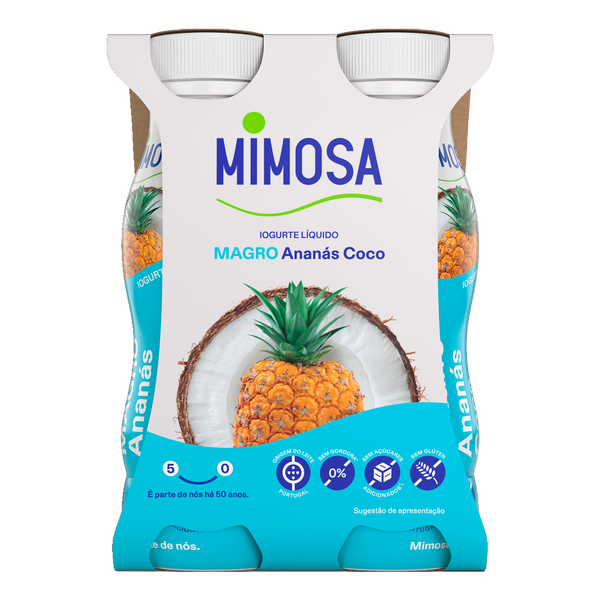 Iogurte Liq. Mimosa Magros Ananas/Coco 4X151Ml (Cx6Pack)