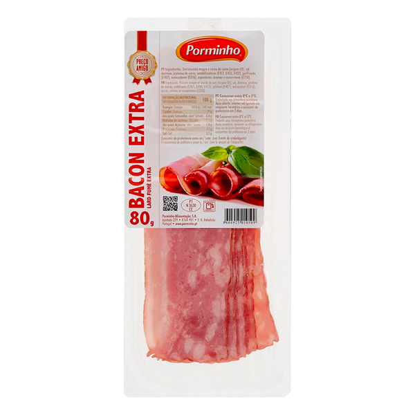Bacon Extra Fatiado Porminho Bom Preço 80Grs (Cx20)