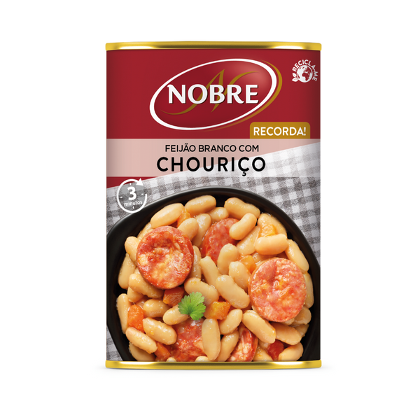 Nobre Feijão Branco Com Chouriço Lata 420Gr (Cx6)