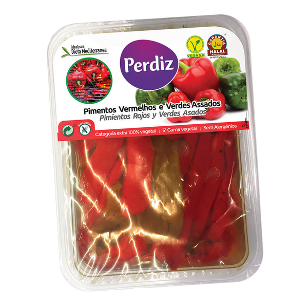 Perdiz Pimentos Assados Tiras Verdes / Vermelhas 350Grs Cx16