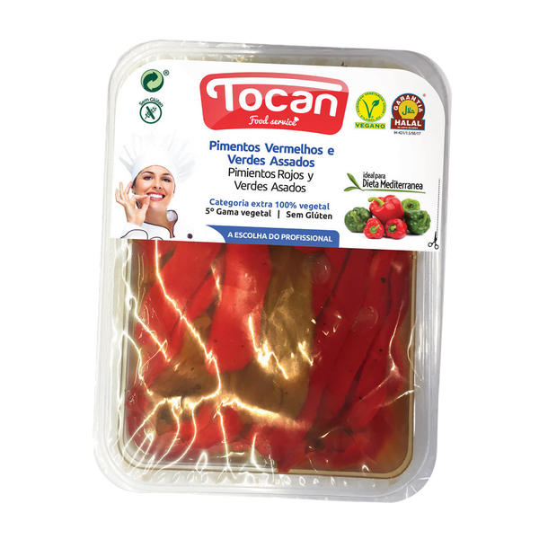 Tocan Pimientos Asados ​​Tiras Verde/Rojo 2,5Kg (Cx3)