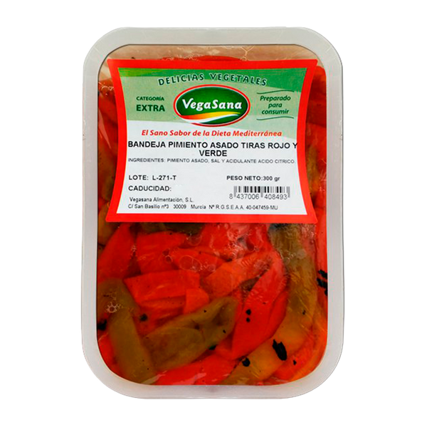 Pimentos Assados Vegasana Tiras Verdes/Vermelhas 300Grs Cx10