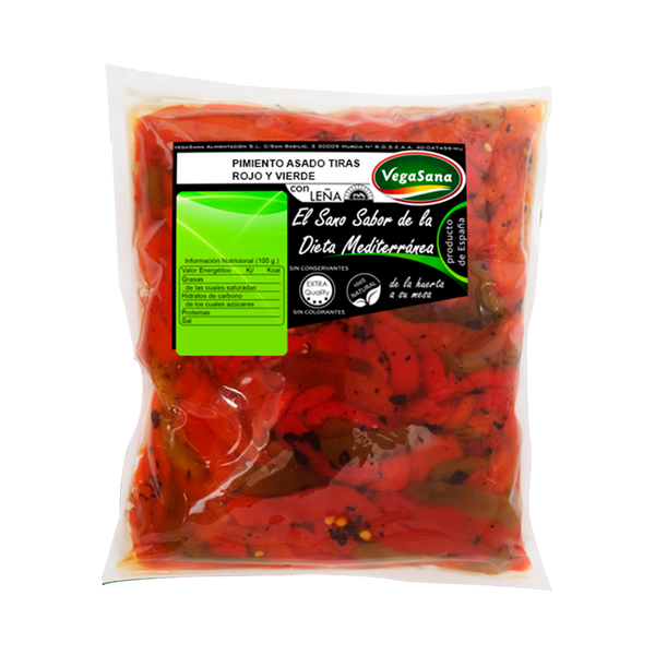Pimentos Assados Vegasana Tiras Verdes/Vermelhas 1Kg Cx4