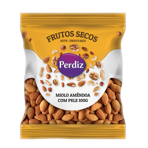 Perdiz F.Secos Miolo Amêndoa C/Pele 100Grs (Cx10)