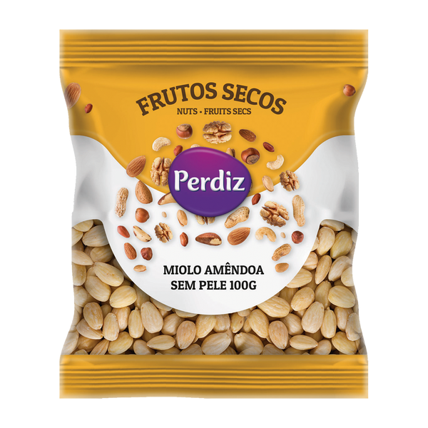 Perdiz F.Secos Miolo Amêndoa S/Pele 100Grs (Cx10)