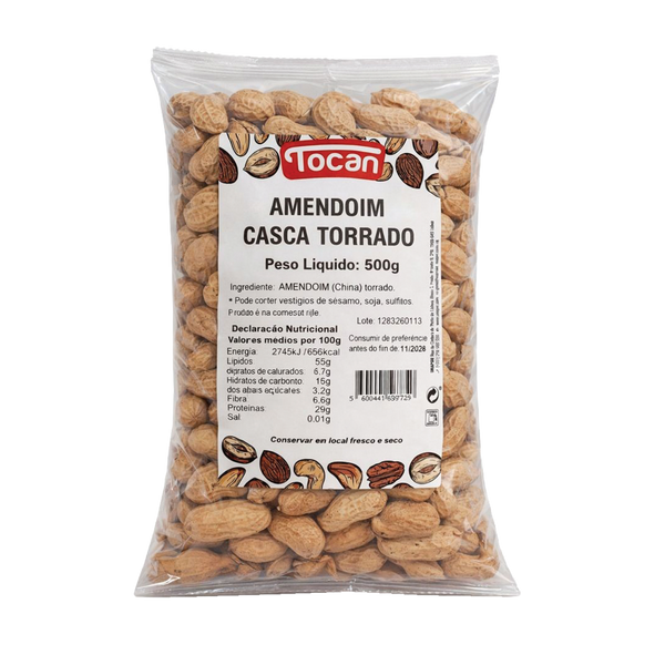 Tocan Amendoim C/Casca Saco 500Grs (Cx12)