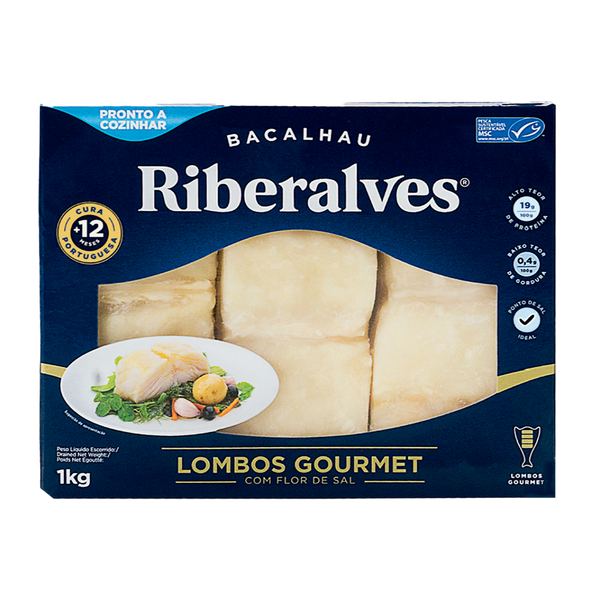 Riberalves Bacalhau Lombos Reserva Gourmet Caixa 1Kg (Cx10)