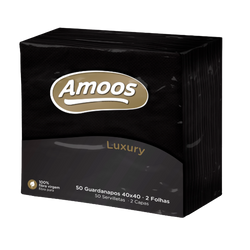 Luxury Amoos Guardanapos Preto 2Fl 40X40 (Cx24)