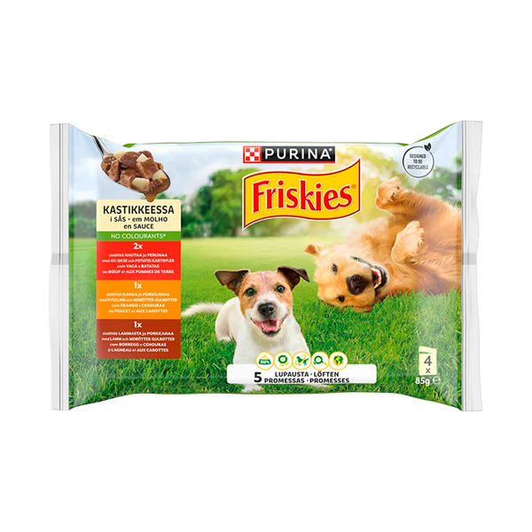 Friskies Cão Hum. Vaca Frango Borrego Em Molho 4X85Grs Cx12