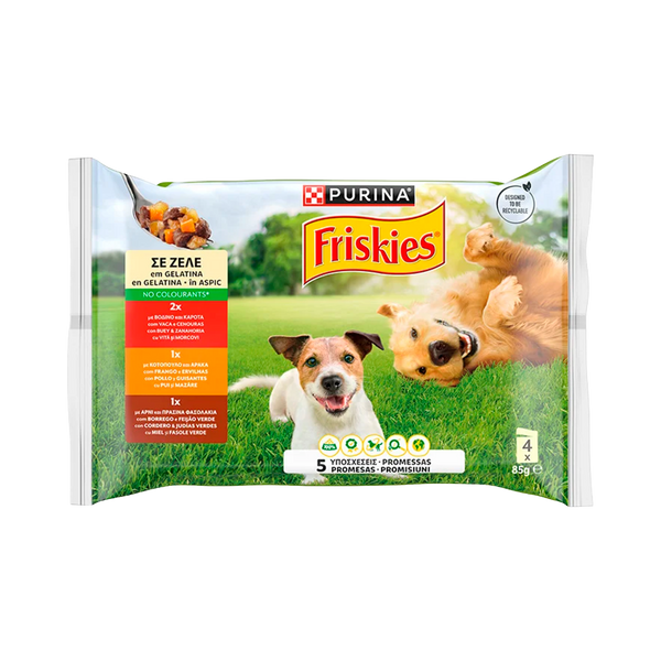Friskies Cão Hum. Vaca Frango Borrego Gelatina 12X85Grs Cx6