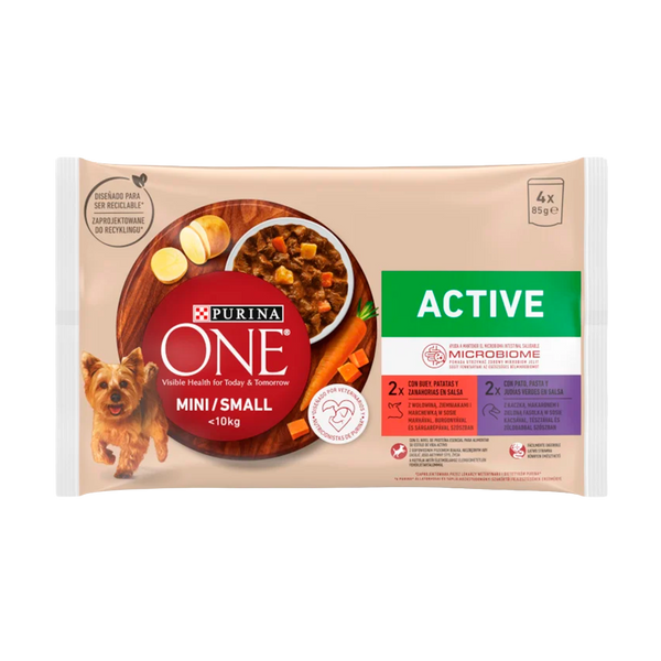 Purina One Cão Humido Active – Vaca & Pato 4X85Grs Cx12