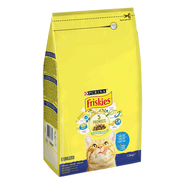Friskies Gato Seco Esterilizado Salmão 1,5Kg (Cx6)