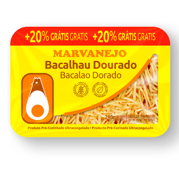 Bacalhau Dourado Marvanejo Congelado 240 Gr + 20% Grátis