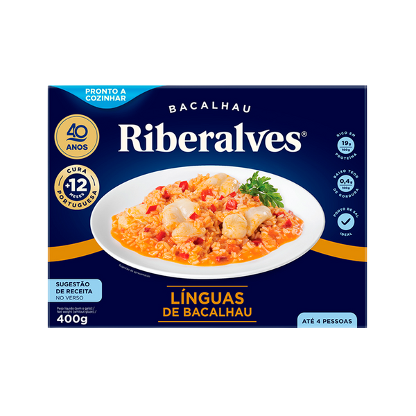 Linguas Bacalhau Msc Riberalves Islân. Cong Saco 400Grs Cx7
