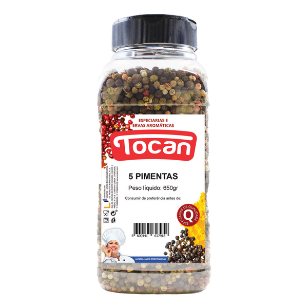 Tocan Mistura 5 Pimentas Pet 650Grs (Cx6)