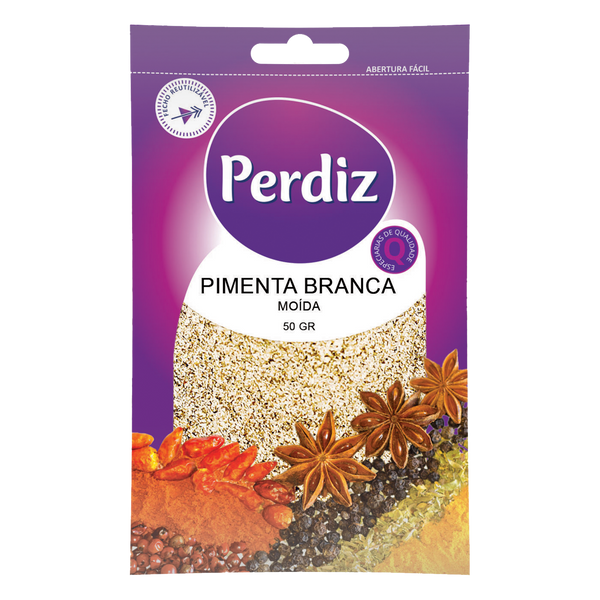 Perdiz Pimenta Branca Moida Saq. 50Grs (Cx15)