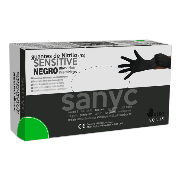 Sanyc Luvas Nitrilo Preto Tamanho S 100Un (Cx10)