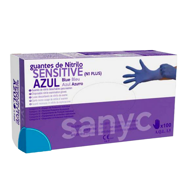 Sanyc Luvas Nitrilo Azul Tamanho L 100Un (Cx10)