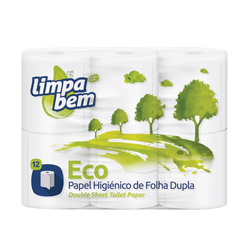 Limpabem Papel Hig. Eco Folha Dupla 12Rolos (Saco 9 Und)