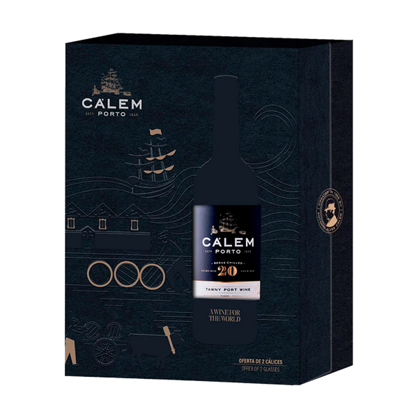 Pack 1Grf Vinho Porto Calem Tawny 20Y 75Cl + 2 Calice