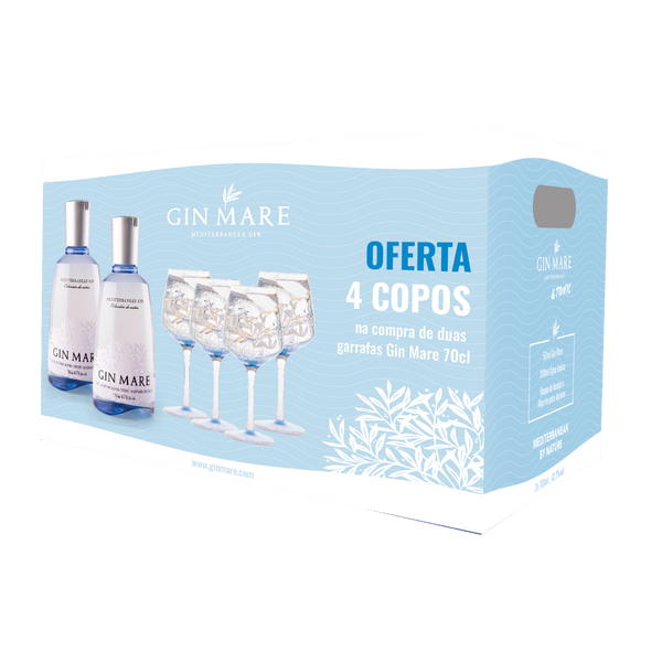 Pack 2Grf Gin Mare 70Cl + 4 Copos Oferta