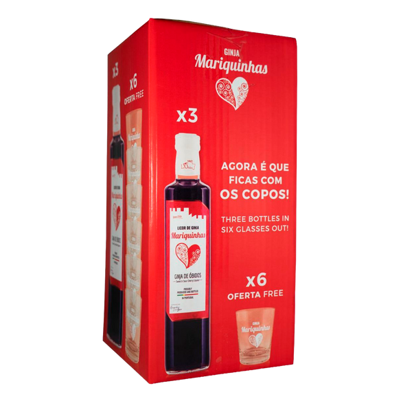 Pack 3 Grf Ginja Mariquinhas Sem Fruto 70Cl + 6 Copos