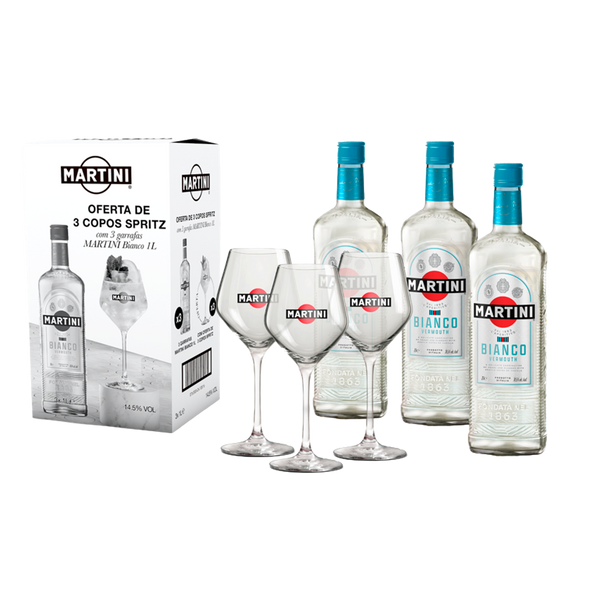Pack 3Grf Martini Bianco 1L + 3 Copos Oferta