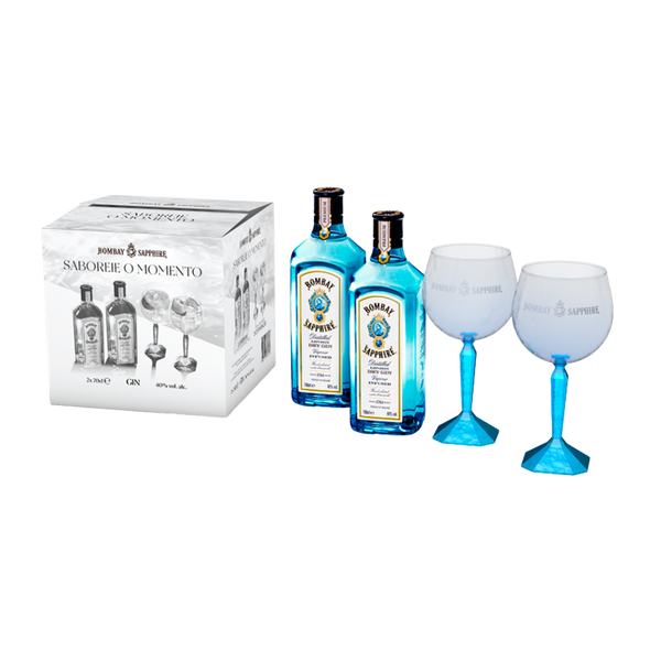 Pack 2Grf Gin Bombay Shappire 70Cl + 2 Copos Oferta